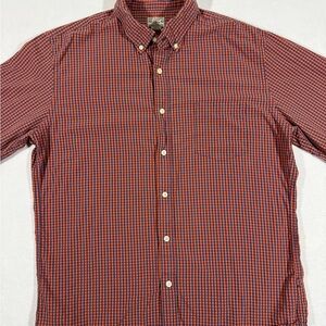 J.CREW Men's Long Sleeve Button-Down Orange And Blue Check Shirt Size Large EUC